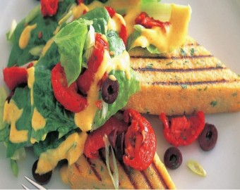 Grilled Herb Polenta With Semi-Dried Tomato And Olive Salad